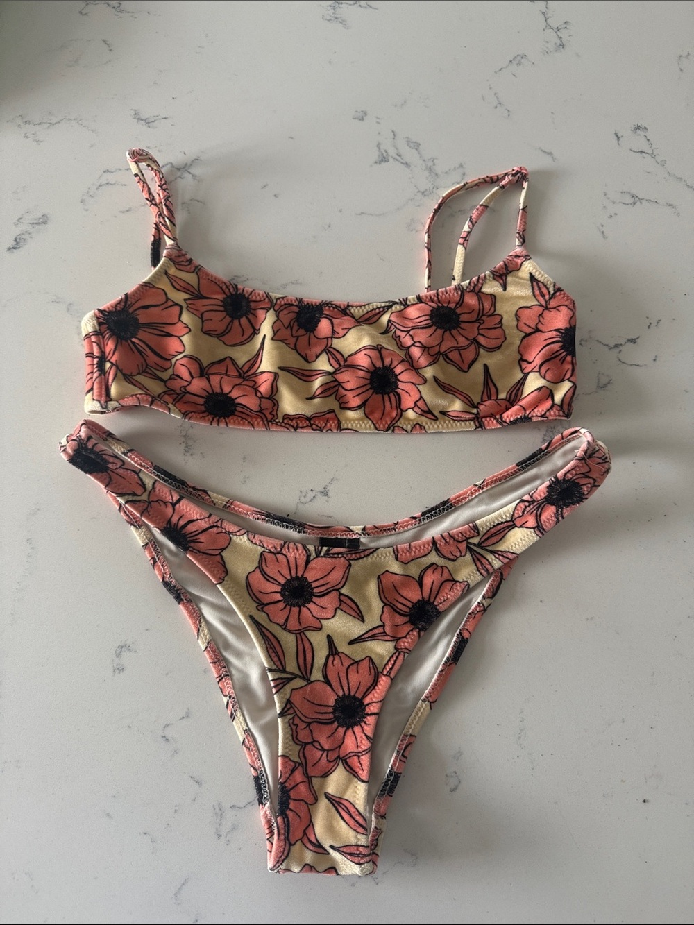 triangl swimwear yellow and pink floral swimsuit